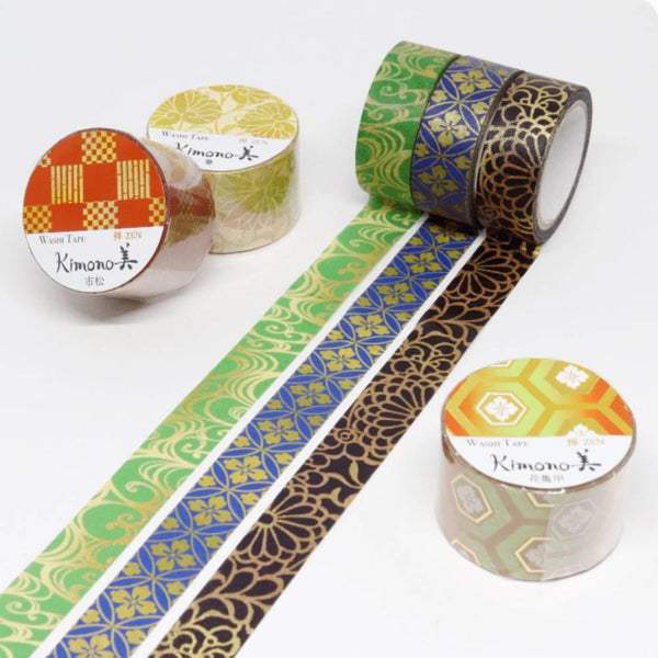 Kamiiso Kimono Washi Tape Gold Chrysanthemum Pattern Masking Tape