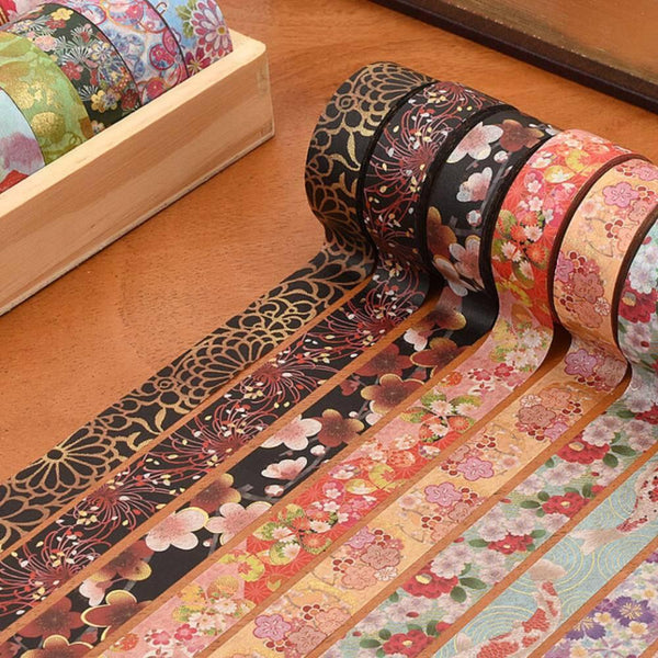 Kamiiso Kimono Washi Tape Gold Chrysanthemum Pattern Masking Tape