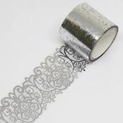 Kamiiso Monde Washi Tape Silver Foil Lace Floral Pattern Clear Tape 35mm