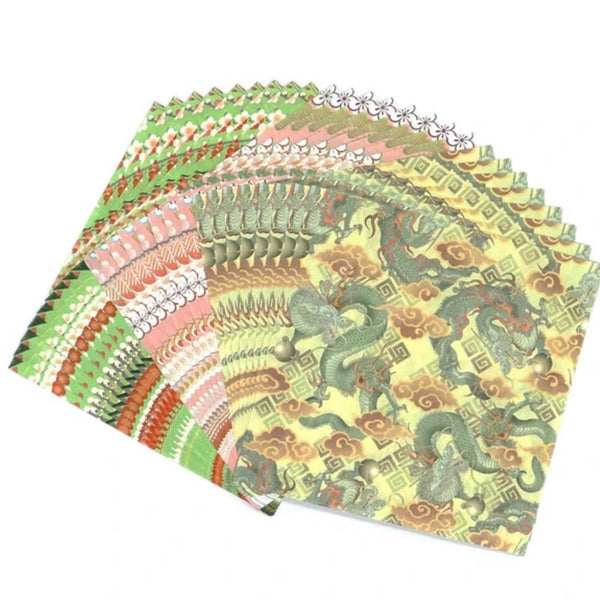 Kamiiso Washi Lucky Dragon Pattern Chiyogami Origami Paper 24 ct.