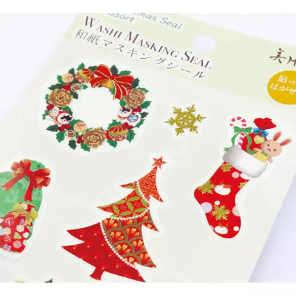 Kamiiso Washi Masking Set Christmas Stickers Assort 1 Sheet