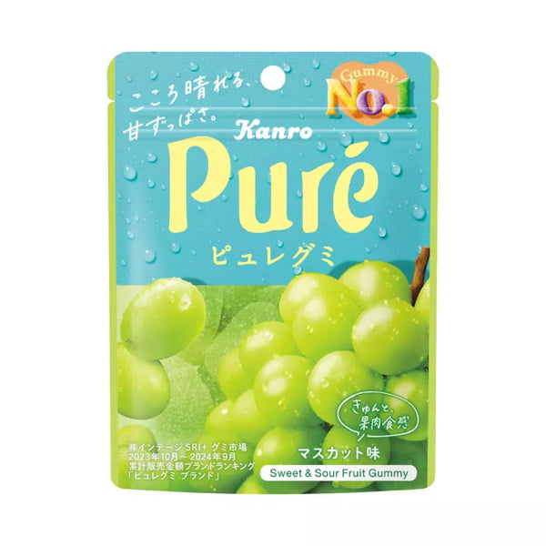 Kanro Pure Gummy Juicy Sour Gummy Candies Muscat Grape Flavor (Pack of 6)
