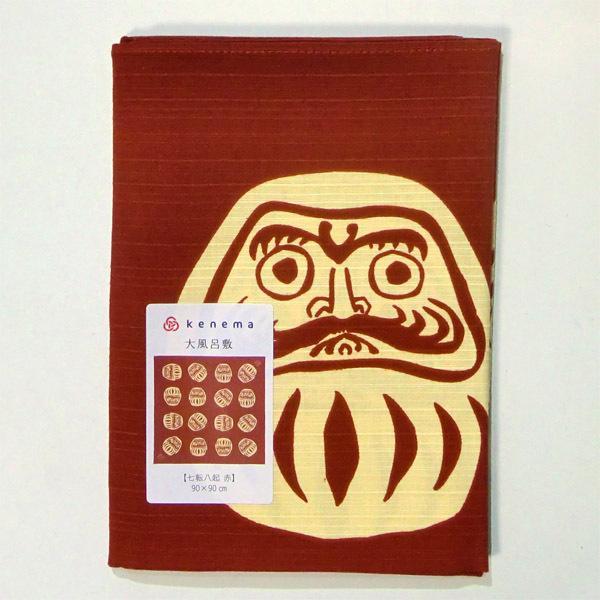 Kenema Furoshiki Shichiten Hakki Medium Red Cotton Wrapping Cloth 90cm