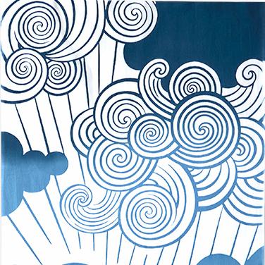 Kenema Tenugui Rain Clouds Japanese Traditional Hand Dyed Cloth