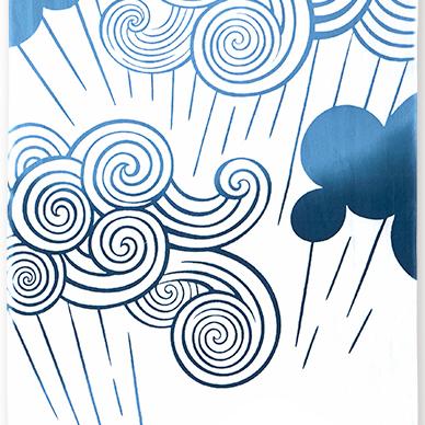 Kenema Tenugui Rain Clouds Japanese Traditional Hand Dyed Cloth