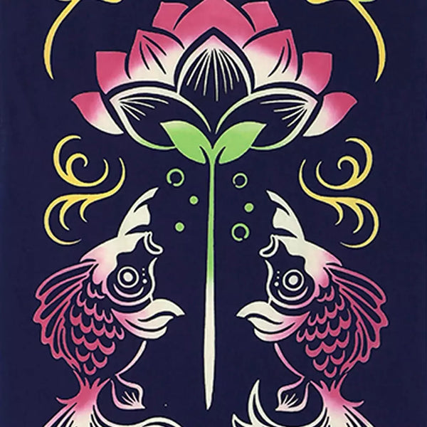 Kenema Tenugui Stylish Goldfish Japanese Traditional Hand Dyed Cloth