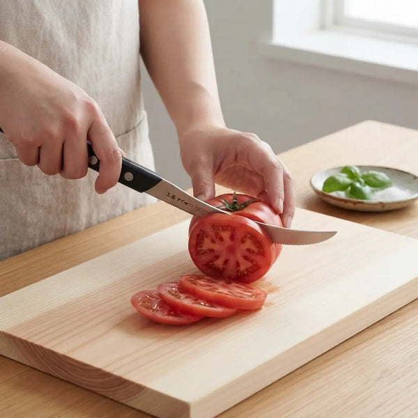 Kobo Aizawa Stainless Steel Tomato Slicer Serrated Fruit Knife 8.1"