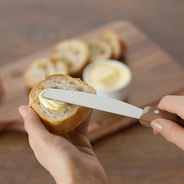 Kogu 2-in-1 Bread Knife & Spreader with Serrated Edge Wooden Handle