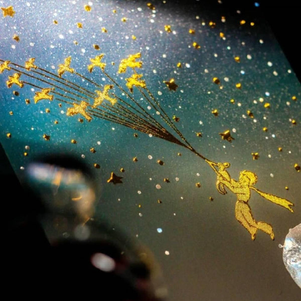 Le Petit Prince Postcard Foil Stamped Migratory Birds Starry Design