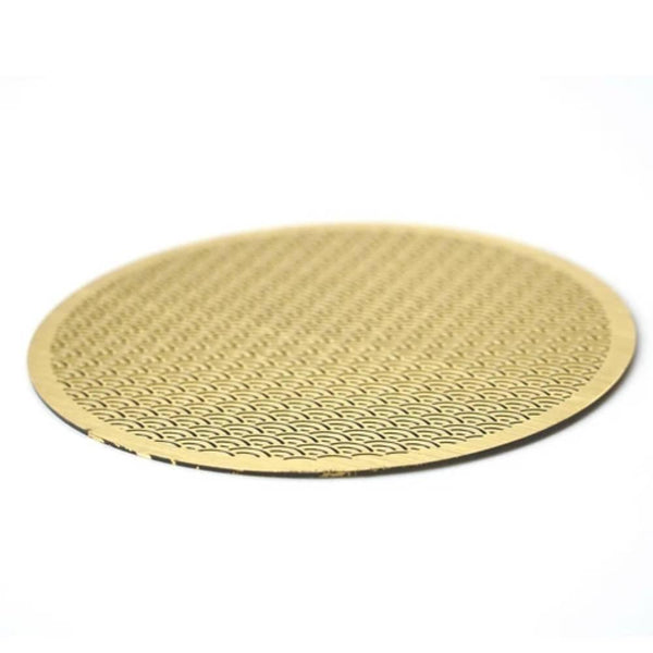 Luxury Brass Coaster Japanese Design Seigaiha Wave Pattern φ8.6cm