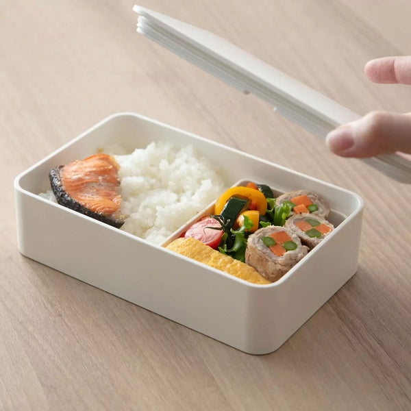 Minimalist White Microwaveable Bento Lunch Box Big Capacity 1000ml