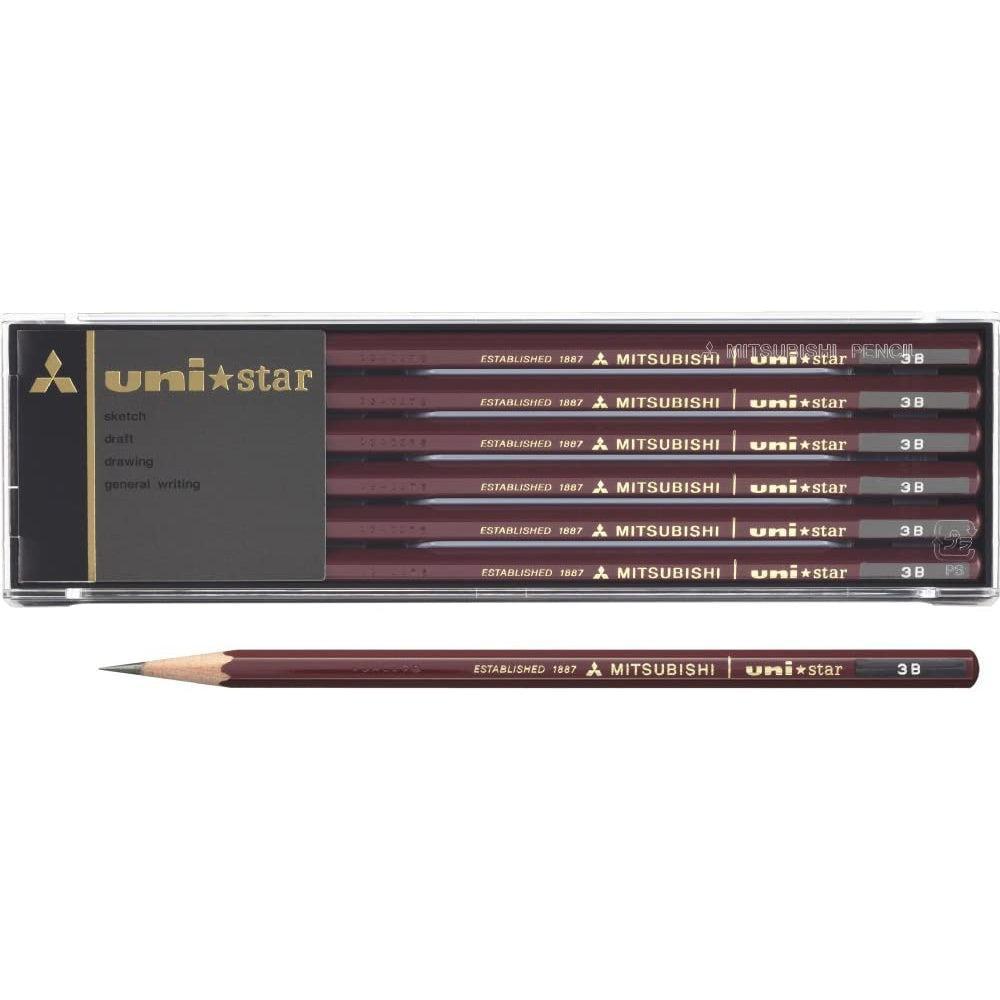 uni Mitsubishi Star Japanese Graphite Pencils 3B 12 Pieces