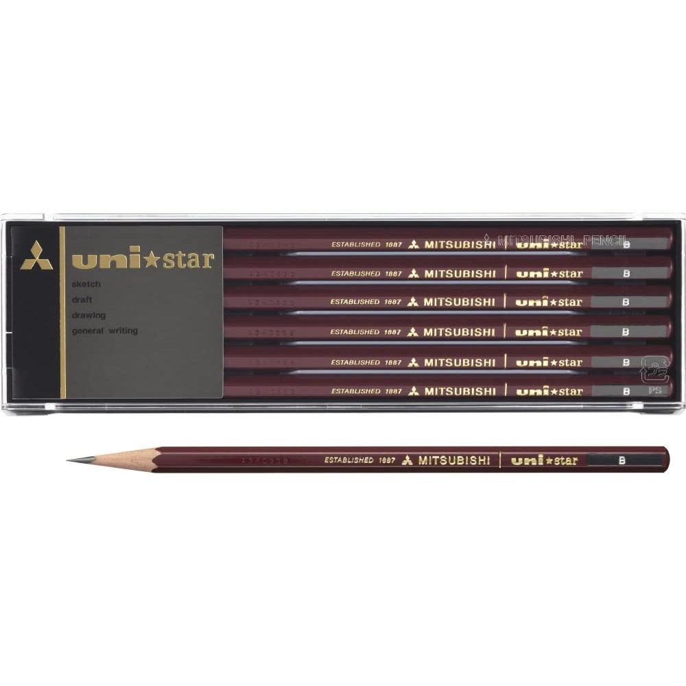uni Mitsubishi Star Japanese Graphite Pencils B 12 Pieces