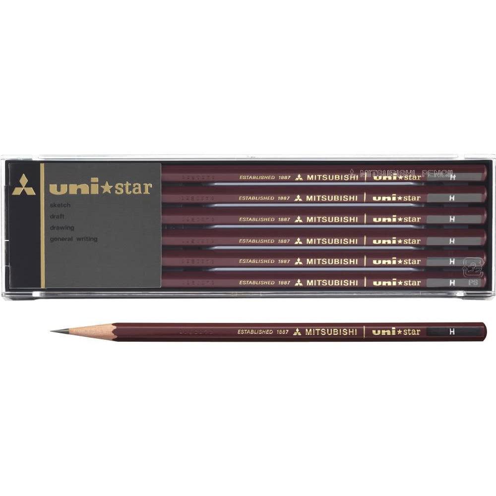 uni Mitsubishi Star Japanese Graphite Pencils H 12 Pieces