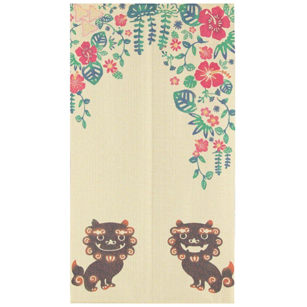 Narumi Noren Lace Shisa Okinawa Lion Dog Japanese Doorway Curtain