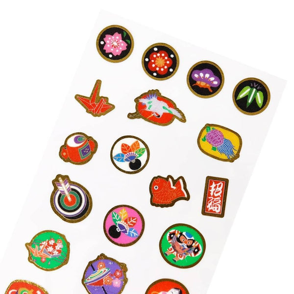 Nippon Seal Gold Foil Washi Stickers Good Luck Auspicious Motifs 1 Sheet