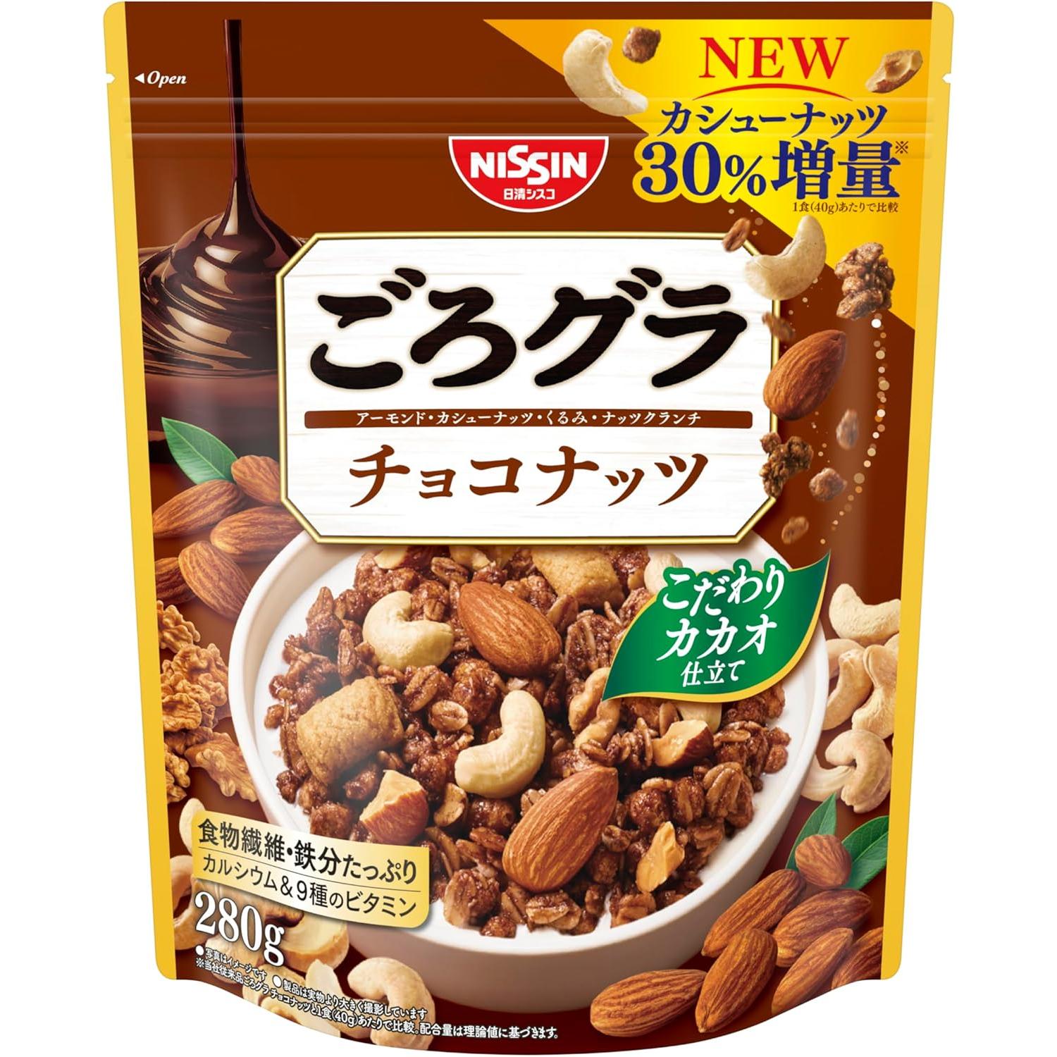 Nissin Gorogura Chocolate Almond Nuts Granola Cereal 320g