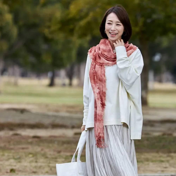 Orim Fukiya Bengara Hand Dyed Cotton Scarf Sunset Red
