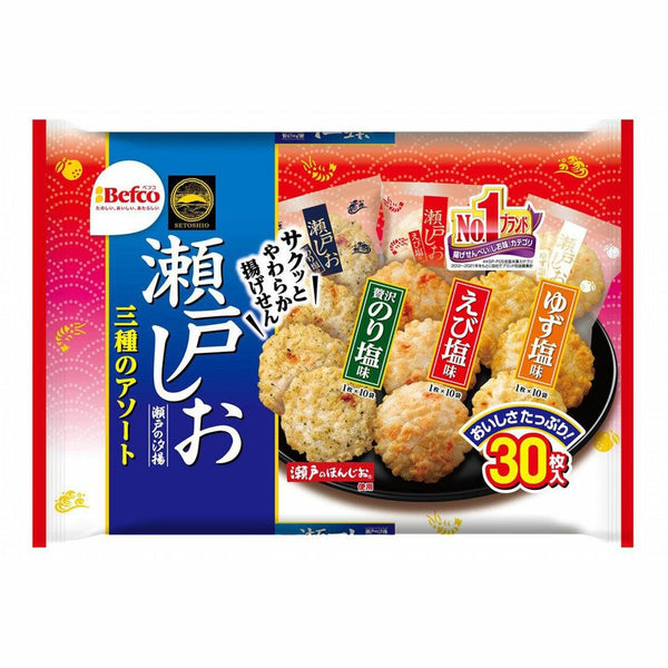 Befco Seto Shio Senbei Rice Crackers 3 Flavors Assortment 30 Pieces
