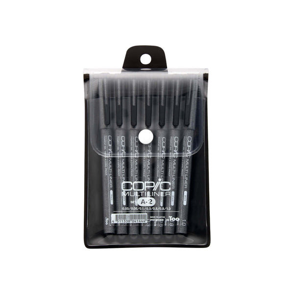 Copic Multiliner Marker Set Black Fine Line Precision Drawing 7 Pens