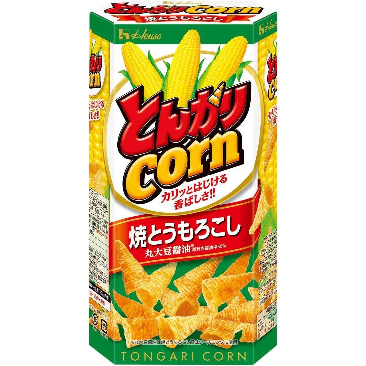 House Foods Tongari Corn Japanese Cone Shaped Chips Grilled Corn Flavor 68g