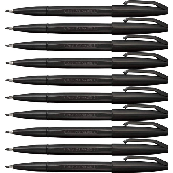 Pentel Sign Pen Black Marker Set 10 Pieces S520-AD