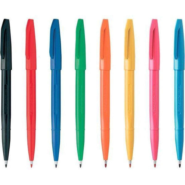 Pentel Sign Pen Marker Set Fiber-Tipped 0.8mm Line S520-8 8 Colors