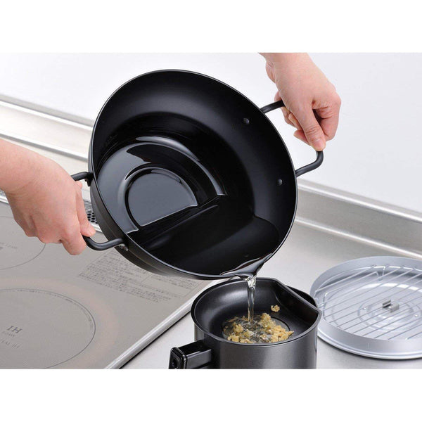 Wahei Freiz Induction Iron Deep Fryer Pot With Lid And Oil Drain Rack 24cm