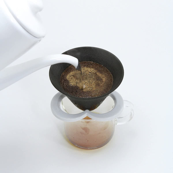 Tsuki Usagi Black & White Ceramic Coffee Dripper Filter Set