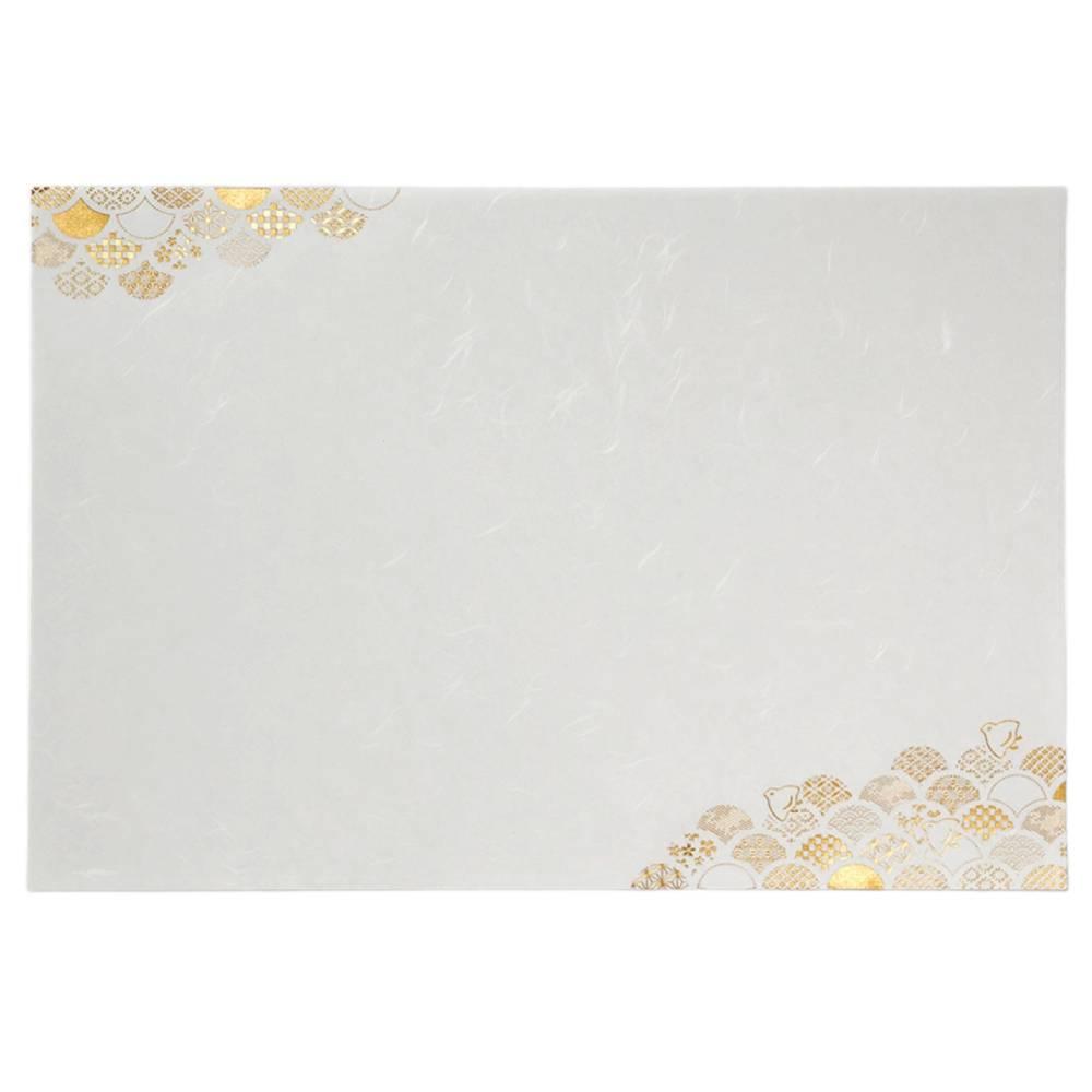 Paper Placemats Elegant Gold Foil Seigaiha Wave Pattern 3 Sheets