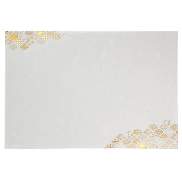 Paper Placemats Elegant Gold Foil Seigaiha Wave Pattern 3 Sheets