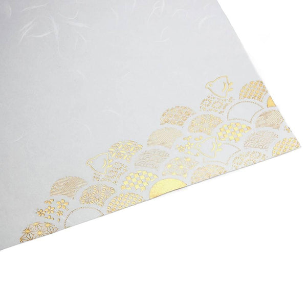Paper Placemats Elegant Gold Foil Seigaiha Wave Pattern 3 Sheets