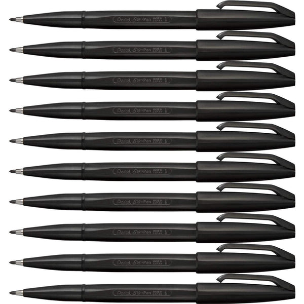 Pentel Sign Pen Black Marker S520-AD Box of 10 Pieces