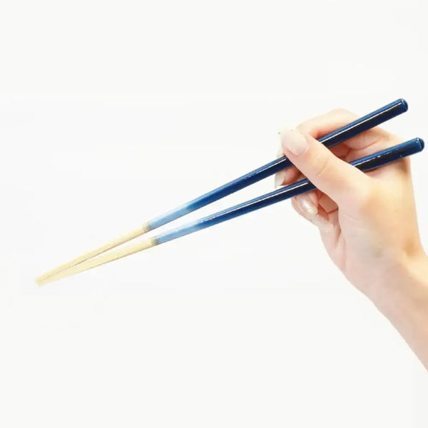Premium Wooden Chopsticks Non-Slip Dishwasher Safe Gradient Blue 23cm