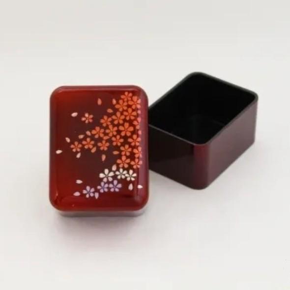 Red Lacquered Small Accessory Case Sakura Cherry Blossom Design