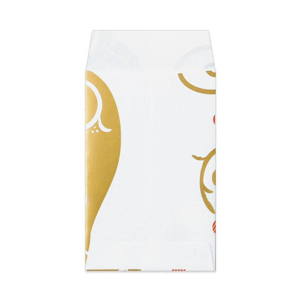 Rokkaku Short Gold Foil Decorative Envelope Shiba Dog Design 2 ct.