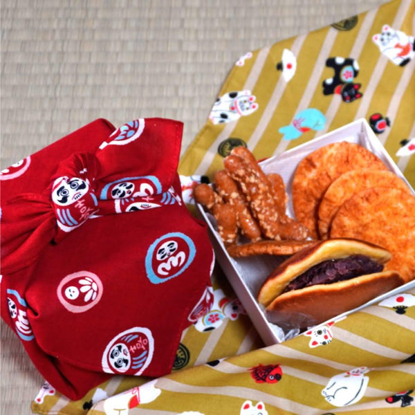 Seiran Furoshiki Daruma Doll Pattern Cotton Wrapping Cloth