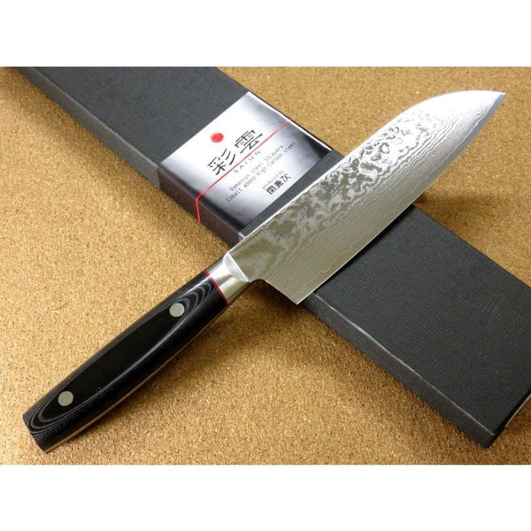 Seki Kanetsugu Saiun 33-Layer Damascus Steel Santoku Knife 170mm