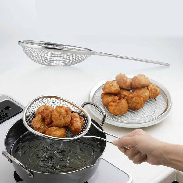Shimomura Deep Fryer Skimmer Stainless Steel Large Hole Mesh Scoop 30cm