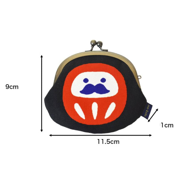 Shirakawa Daruma Cute Black Cotton Small Purse Daruma Design