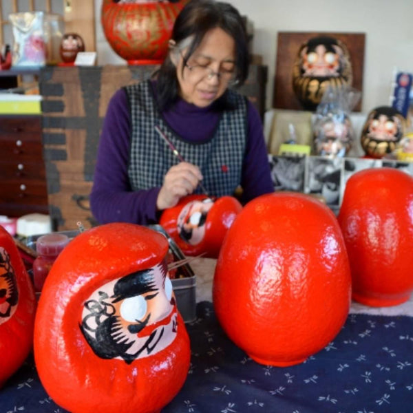 Shirakawa Daruma Doll “I” Handmade Good Luck Charm Red Doll 35cm
