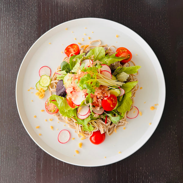 finished soba noodle salad