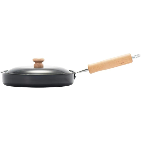 Summit Iron Cookware Iron Frying Pan with Lid & Wooden Handle 20cm