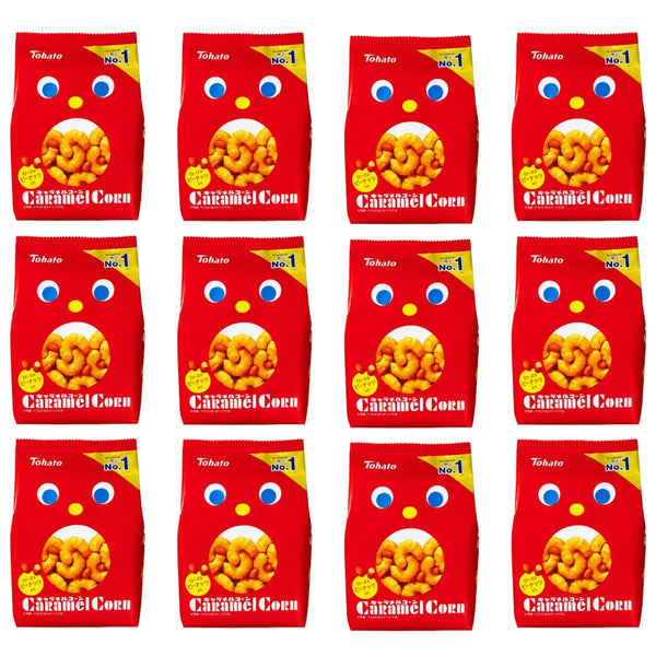 Tohato Caramel Corn Puffs Original Flavor 70g (Box of 12 Bags)