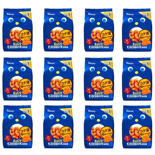 Tohato Salty Caramel Corn Salted Butter Caramel Corn Puffs 67g (Box of 12 Bags)