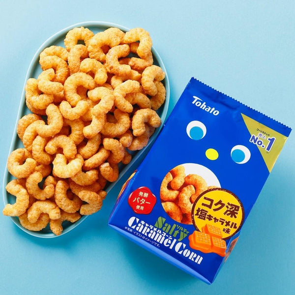 Tohato Salty Caramel Corn Salted Butter Caramel Corn Puffs 67g (Box of 12 Bags)