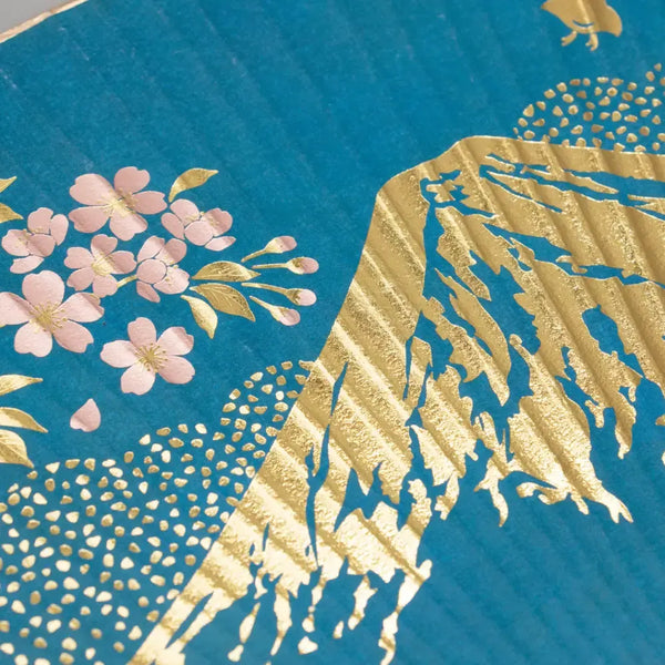 Uchiwa Non-Folding Paper Fan Foil Stamped Mount Fuji & Sakura