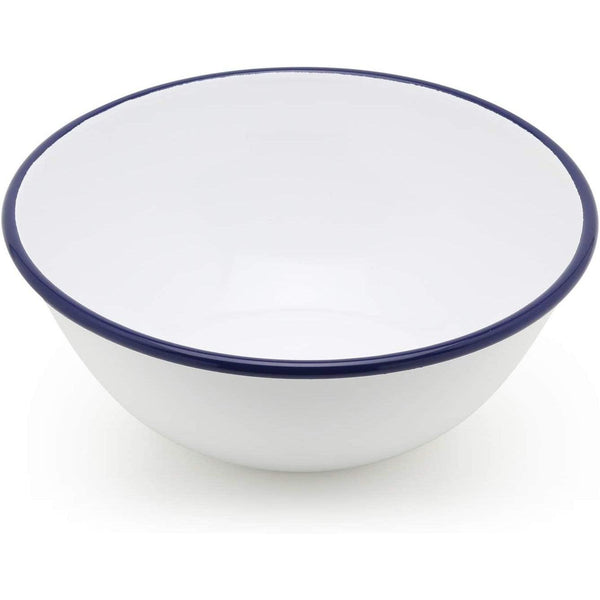 Tsuki Usagi White Enamel Bowl With Navy Blue Detailing
