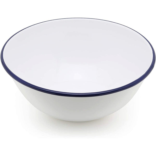 Tsuki Usagi White Enamel Bowl With Navy Blue Detailing