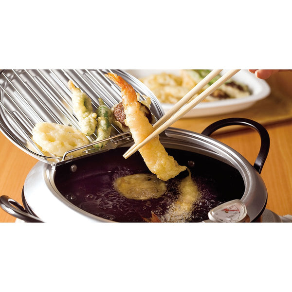 Wahei Freiz Induction Iron Deep Fryer Pot With Lid And Oil Drain Rack 20cm